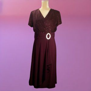 R&M Richards Cascade Midi Wrap Dress Size 14